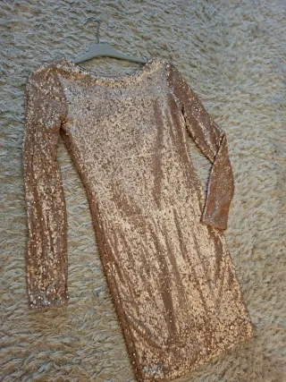 Vestido lentejuelas dorado talla XS
