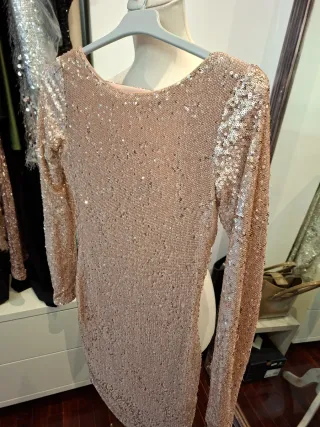 Vestido lentejuelas dorado talla XS