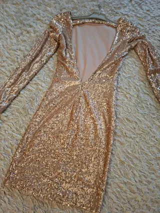 Vestido lentejuelas dorado talla XS