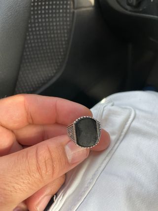 Anillo Plata 925 Piedra Negra Rectangular