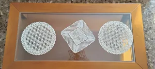 3 tappeti all'uncinetto beige