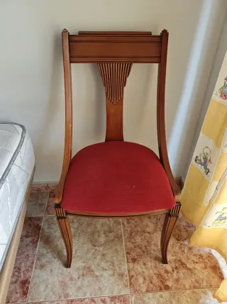 6 Sillas de salón madera y tela