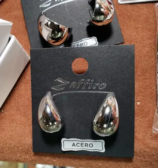 Pendientes Zaffiro Gota Acero Plateado Nuevos
