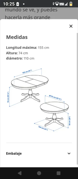 Mesa extensible redonda madera