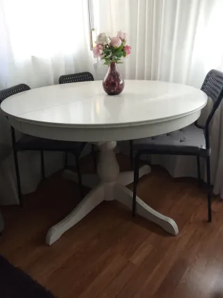 Mesa extensible redonda madera