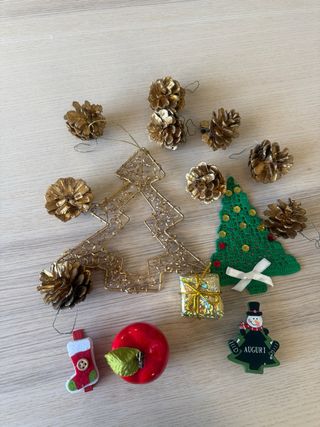 Decorazioni Natalizie Pigne Oro e Rosse