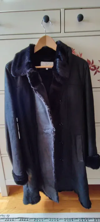 Abrigo Piel Vuelta Negro Talla Única