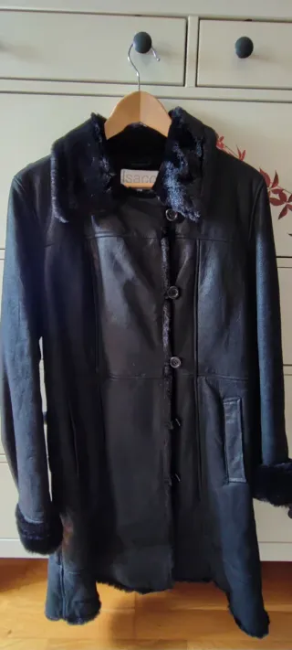 Abrigo Piel Vuelta Negro Talla Única