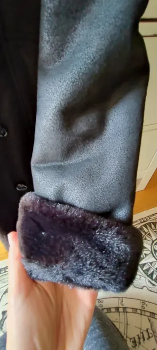 Abrigo Piel Vuelta Negro Talla Única