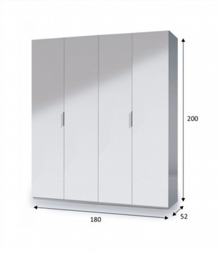 Armario 180x200x52 cm. Blanco Brillo