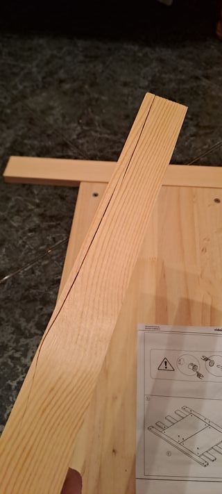 Cama individual de madera de pino natural 90x190