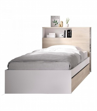 Cabecero Juvenil con Estante. Natural/Blanco