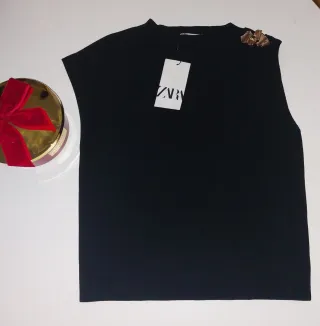 Top fiesta Zara negro Talla L
