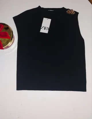 Top fiesta Zara negro Talla L