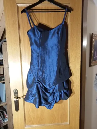 Vestido fiesta azul metalizado