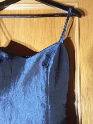 Vestido fiesta azul metalizado