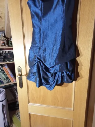 Vestido fiesta azul metalizado