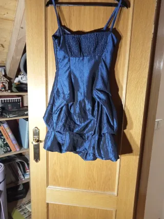 Vestido fiesta azul metalizado