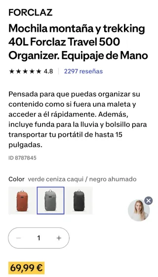 Mochila Forclaz Gris 40L