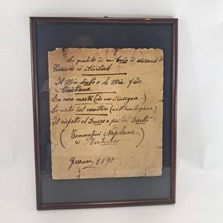 Quadro cornice legno manoscritto Ferrara 1890