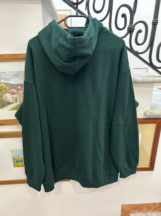 Felpa con cappuccio e zip verde 4XL