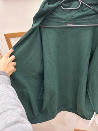 Felpa con cappuccio e zip verde 4XL