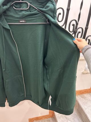 Felpa con cappuccio e zip verde 4XL