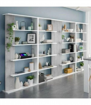 Estantería 5 Baldas. Blanco Artik/Cemento