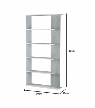 Estantería 5 Baldas. Blanco Artik/Cemento