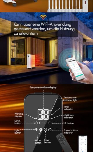 Radiador Aceite 2500W con Wifi y Mando a distancid
