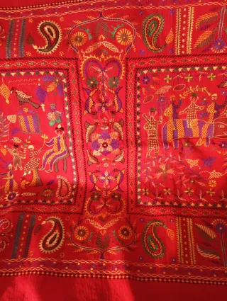 Tapiz o camino de mesa de algodón bordado