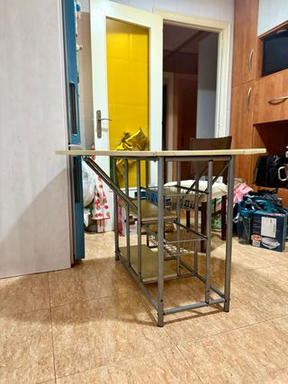 Mesa de cocina plegable metal y madera