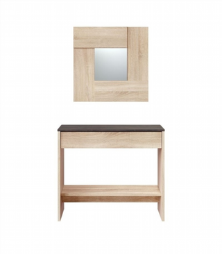 Recibidor Consola Cajón Y Espejo. Roble Canadian/