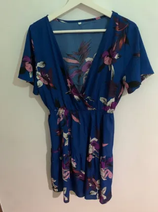 Vestido azul floral talla L