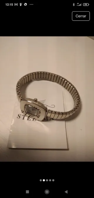 Reloj Steltman minimalista mujer plata y blanco