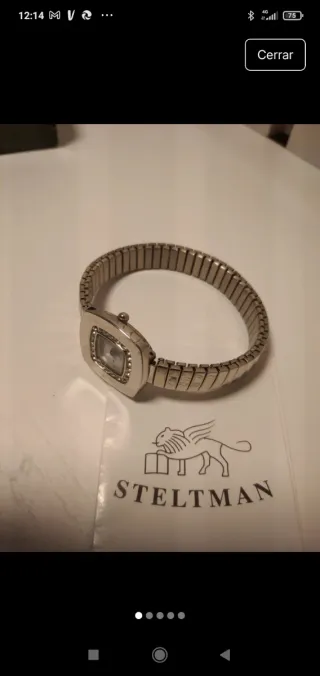 Reloj Steltman minimalista mujer plata y blanco