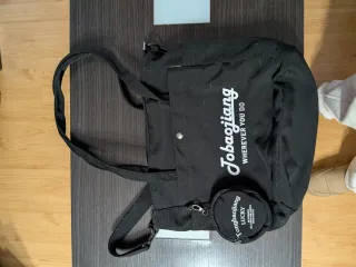 Bolso negro Tote con gráfica Jobaojiang