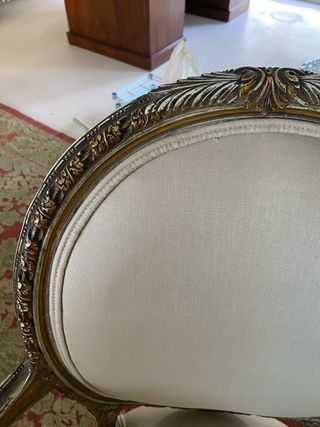 2 Sillas Antiguas Beige y Doradas