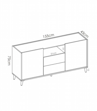 Aparador 2 puertas 2 Cajones.
