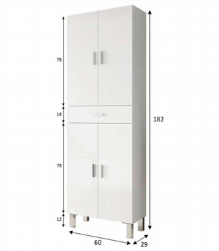 Mueble Columna de Baño Alta. 4 Puertas y 1 Cajon.