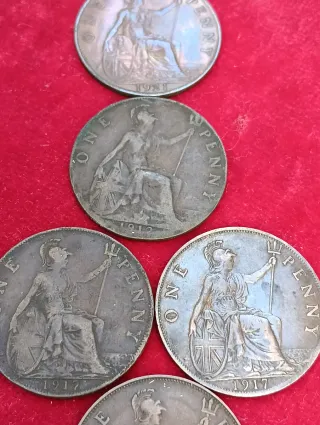 Lotto di monete antiche Penny e Half Penny inglesi