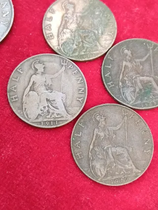 Lotto di monete antiche Penny e Half Penny inglesi