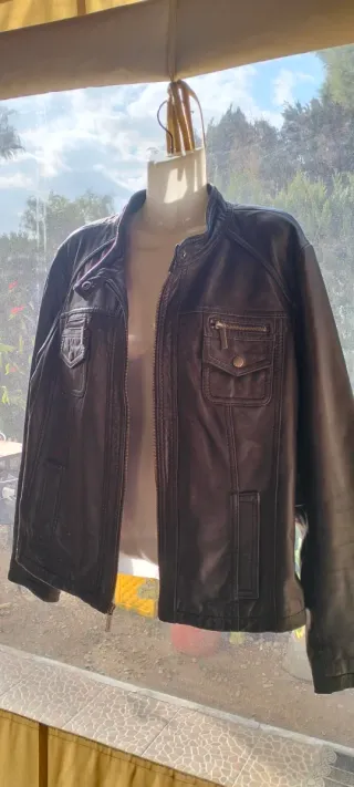 Chaqueta piel negra para mujer