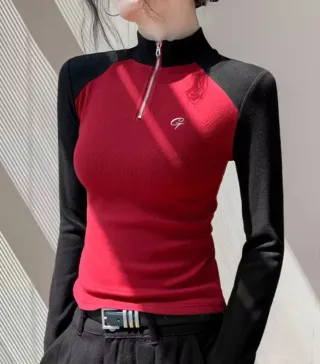 Top cremallera rojo y negro talla M