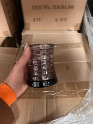 Liquidación Portavelas de cristal gris