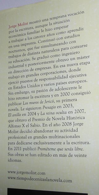 Tiempo de cenizas - Jorge Molist (Tapa dura)