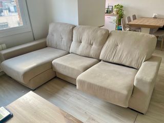 Sofá chaise longue beige tela