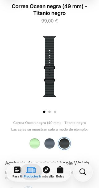 Correa Apple Ocean Negra 49mm Titanio negro