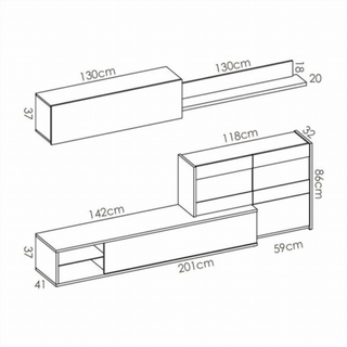 Mueble de Salón Tv Leds Rinconero. Blanco Brillo