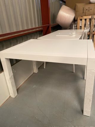 Mesa comedor madera blanca lacada